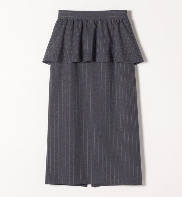 quaranciel「quaranciel:〈洗濯機可能〉ペプラム ベルト付 ストライプ Iライン スカート」|スカート|