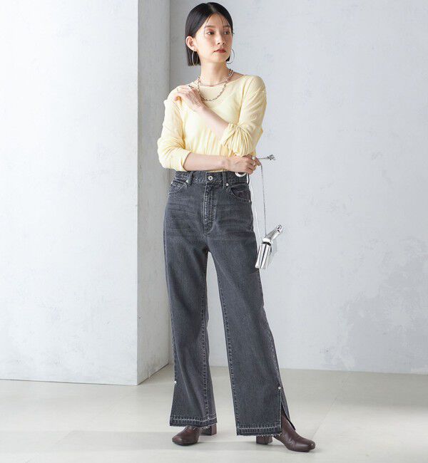 SHIPS for women「〈洗濯機可能〉サイド スリット ストレート デニム」|デニム|