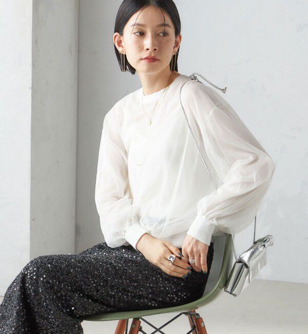 SHIPS for women「〈手洗い可能〉ダブル シアー ニット プルオーバー」|ニット・セーター|ホワイト