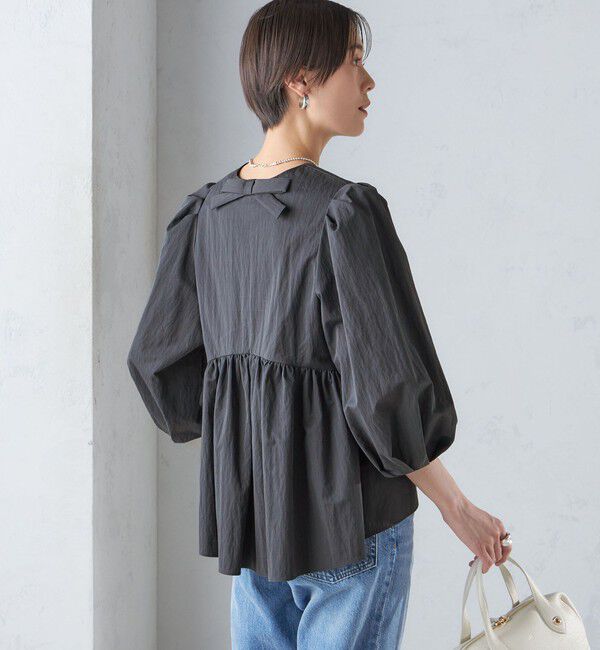 SHIPS for women「〈手洗い可能〉綿 ナイロン バック リボン ブラウス」|シャツ・ブラウス|