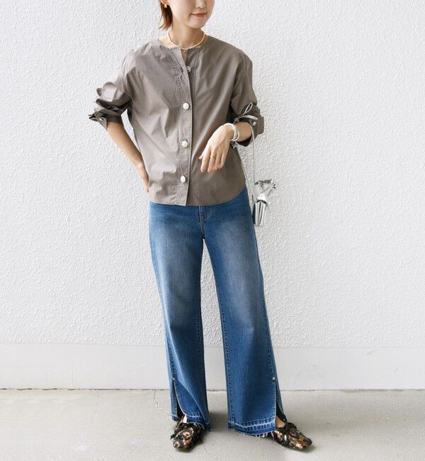 SHIPS for women「【WEB限定】 〈洗濯機可能〉タイプライター ビジュー ボタン ロングスリーブ ブラウス」|シャツ・ブラウス|