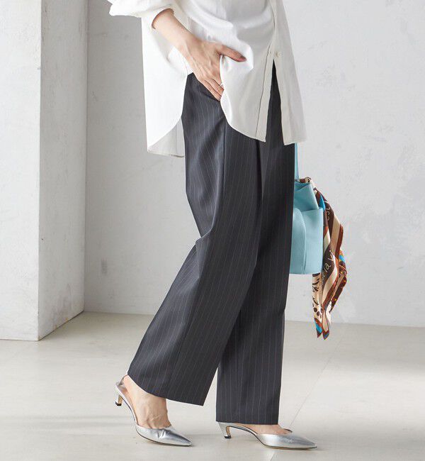 SHIPS for women「〈手洗い可能〉ストライプ ツイル ストレート パンツ」|スラックス|