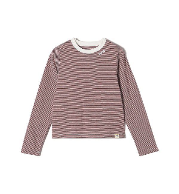 SHIPS for women「【WEB限定】〈洗濯機可能〉刺繍 デザイン ボーダー リンガー TEE」|Tシャツ・カットソー|