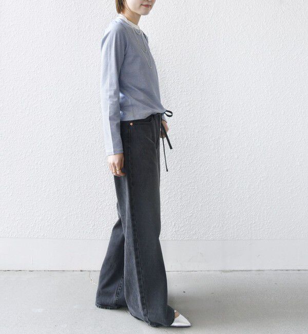 SHIPS for women「【WEB限定】〈洗濯機可能〉刺繍 デザイン ボーダー リンガー TEE」|Tシャツ・カットソー|