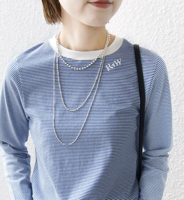 SHIPS for women「【WEB限定】〈洗濯機可能〉刺繍 デザイン ボーダー リンガー TEE」|Tシャツ・カットソー|