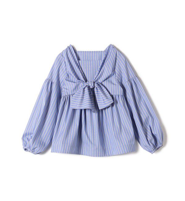SHIPS for women「【WEB限定】〈手洗い可能〉前後 2WAY リボン デザイン ストライプ ブラウス」|シャツ・ブラウス|