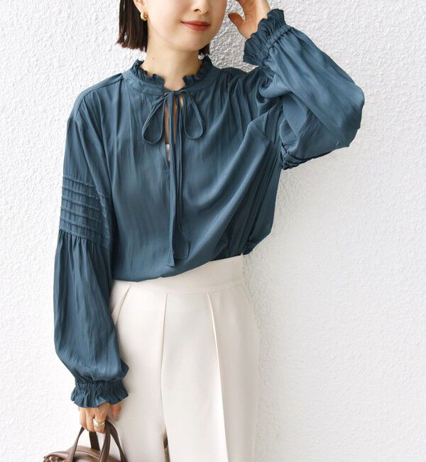 SHIPS for women「〈手洗い可能〉割繊 前後 2WAY 袖タック デザイン ブラウス」|シャツ・ブラウス|