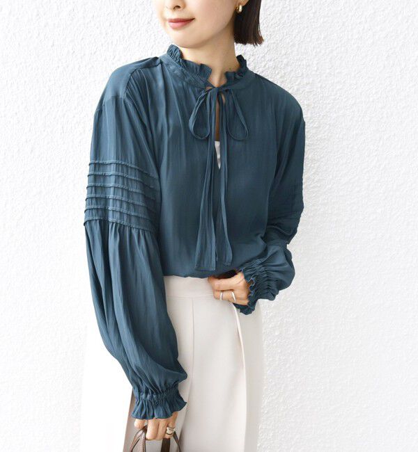 SHIPS for women「〈手洗い可能〉割繊 前後 2WAY 袖タック デザイン ブラウス」|シャツ・ブラウス|