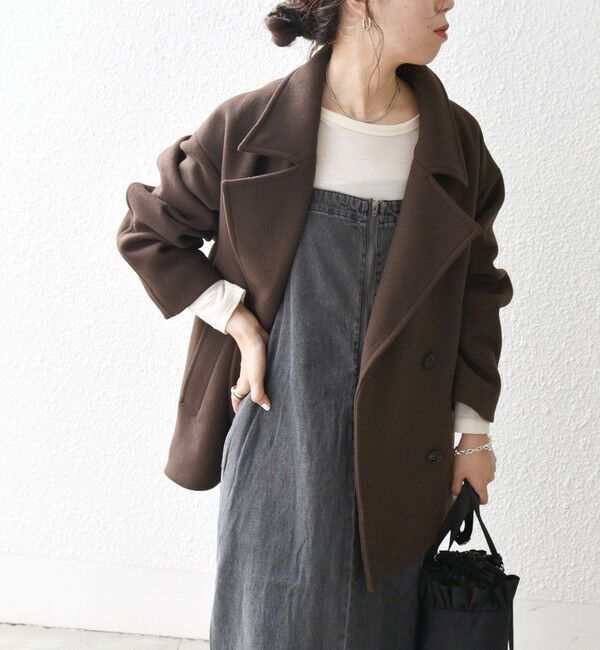 SHIPS any「SHIPS any: ウール ミックス コクーン ショート Pコート」|その他|