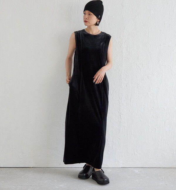 SHIPS for women「Wai＋:〈手洗い可能〉ストレッチ ポリエステル ベロア ワンピース」|ワンピース|