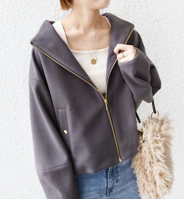 SHIPS for women「【WEB限定】〈手洗い可能〉 ウールライク ボトル ネック ジップ ブルゾン」|ブルゾン・スタジャン|