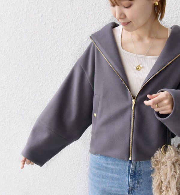SHIPS for women「【WEB限定】〈手洗い可能〉 ウールライク ボトル ネック ジップ ブルゾン」|ブルゾン・スタジャン|