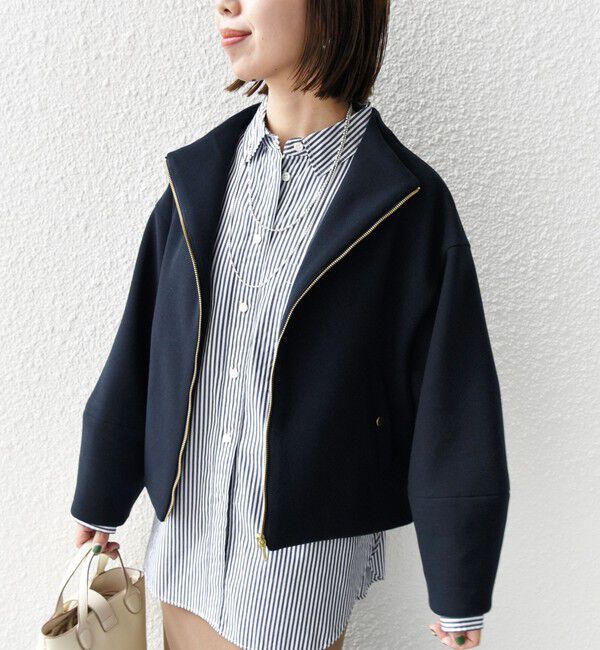 SHIPS for women「【WEB限定】〈手洗い可能〉 ウールライク ボトル ネック ジップ ブルゾン」|ブルゾン・スタジャン|