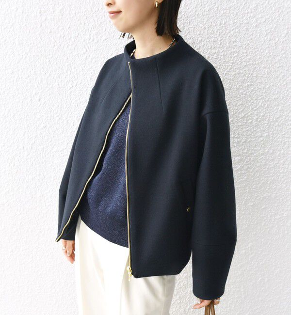SHIPS for women「【WEB限定】〈手洗い可能〉 ウールライク ボトル ネック ジップ ブルゾン」|ブルゾン・スタジャン|