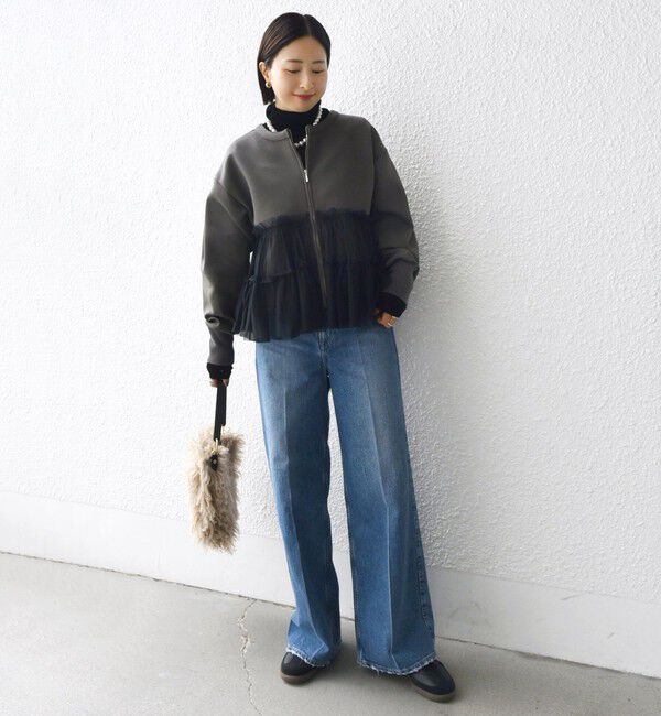 SHIPS for women「【WEB限定】 〈手洗い可能〉ダンボール &times; チュール ジップ 羽織」|その他|