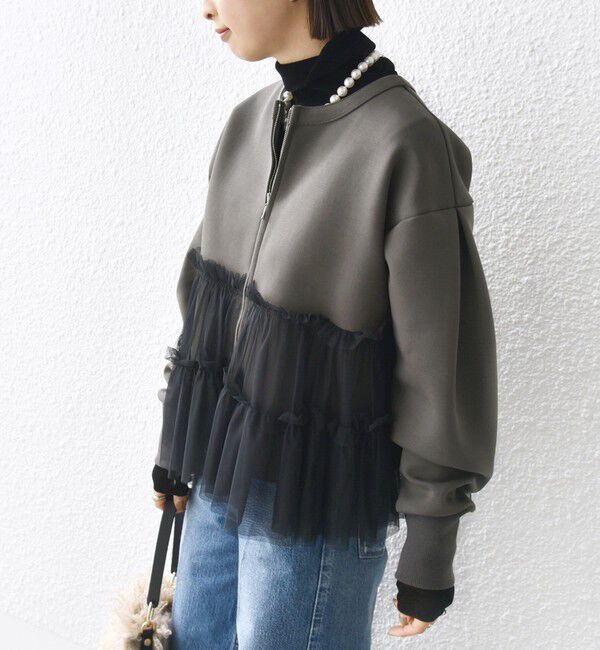 SHIPS for women「【WEB限定】 〈手洗い可能〉ダンボール &times; チュール ジップ 羽織」|その他|