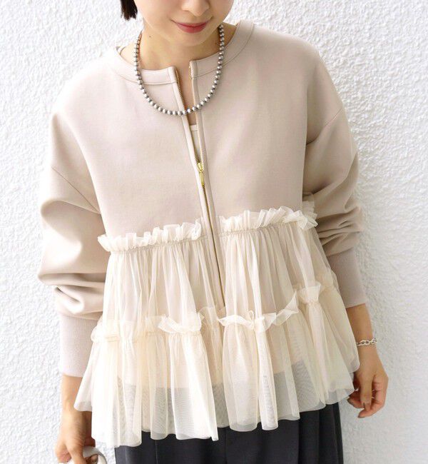 SHIPS for women「【WEB限定】 〈手洗い可能〉ダンボール &times; チュール ジップ 羽織」|その他|