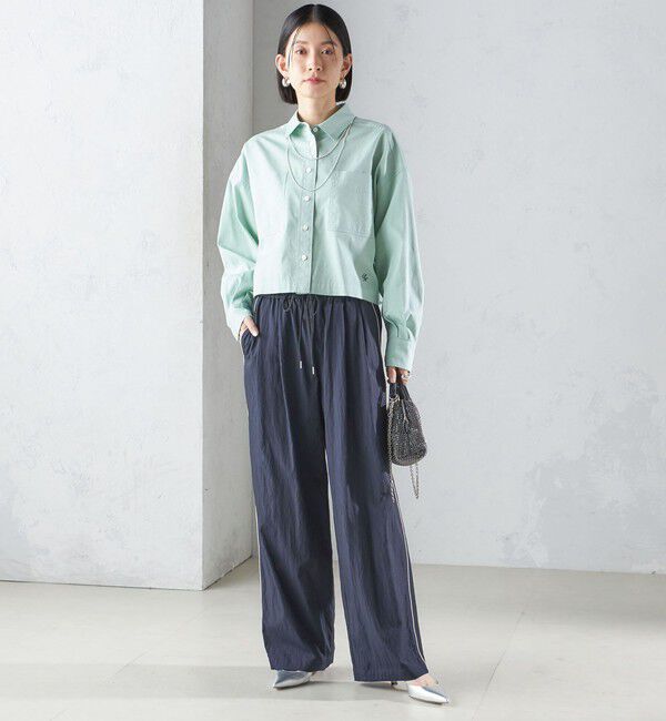 SHIPS for women「〈洗濯機可能〉ピン オックス 刺繍 クロップド シャツ」|シャツ・ブラウス|