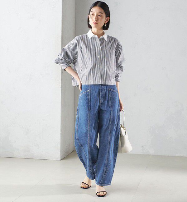 SHIPS for women「〈洗濯機可能〉ピン オックス 刺繍 クロップド シャツ」|シャツ・ブラウス|