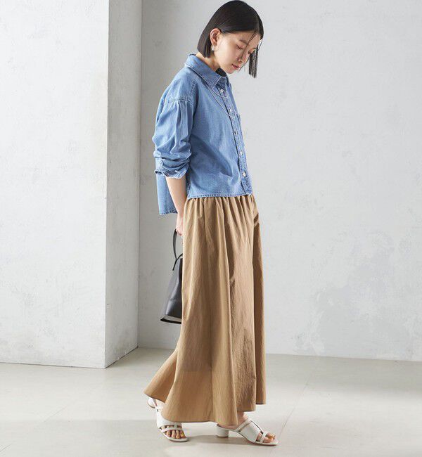 SHIPS for women「〈洗濯機可能〉LIMONTA EAST ビンテージ タフタ ギャザー スカート」|フレア|