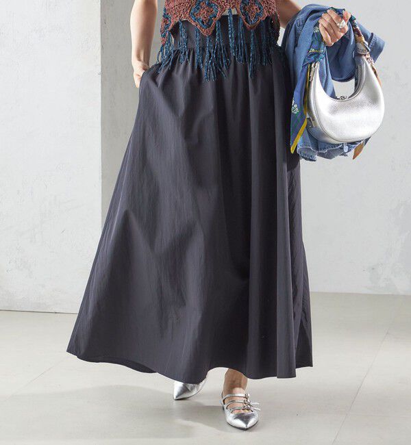 SHIPS for women「〈洗濯機可能〉LIMONTA EAST ビンテージ タフタ ギャザー スカート」|フレア|