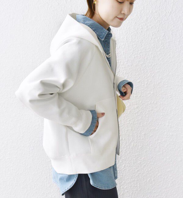 SHIPS for women「〈洗濯機可能〉ダンボール フーディー ジップ ブルゾン」|パーカー|