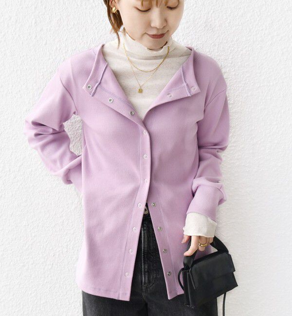 SHIPS for women「【WEB限定】〈手洗い可能〉ベア テレコ ミドル カーディガン」|カーディガン|ラベンダー