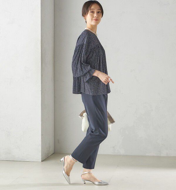 SHIPS for women「〈手洗い可能〉割繊 クルーネック ギャザー ブラウス」|シャツ・ブラウス|