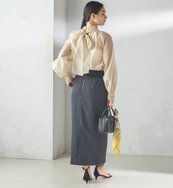 SHIPS for women「〈手洗い可能〉Asami 麻調合繊 ウエスト リブ タイト スカート」|タイト|