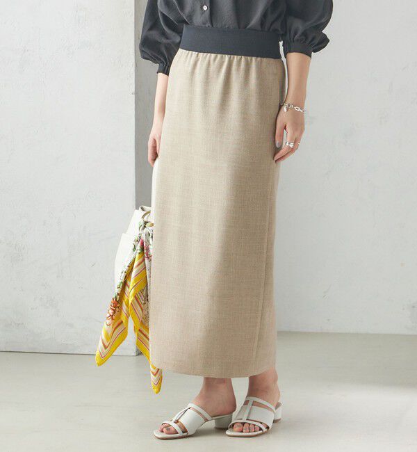 SHIPS for women「〈手洗い可能〉Asami 麻調合繊 ウエスト リブ タイト スカート」|タイト|