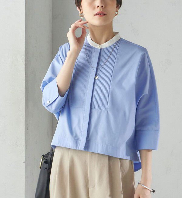 SHIPS for women「〈手洗い可能〉ピンタック 羽織 シャツ」|シャツ・ブラウス|ライトブルー