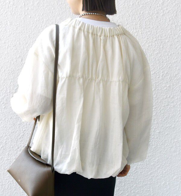 SHIPS for women「〈手洗い可能〉バック ギャザー リネン ジップ ブルゾン」|ブルゾン・スタジャン|