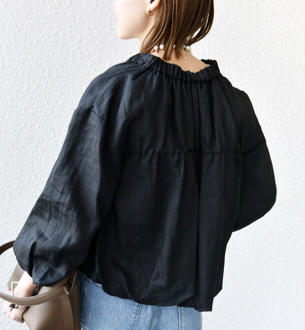 SHIPS for women「〈手洗い可能〉バック ギャザー リネン ジップ ブルゾン」|ブルゾン・スタジャン|