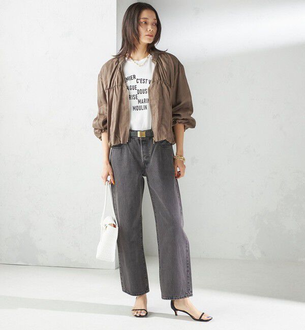 SHIPS for women「〈手洗い可能〉バック ギャザー リネン ジップ ブルゾン」|ブルゾン・スタジャン|