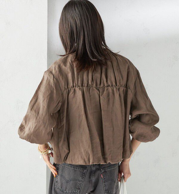 SHIPS for women「〈手洗い可能〉バック ギャザー リネン ジップ ブルゾン」|ブルゾン・スタジャン|