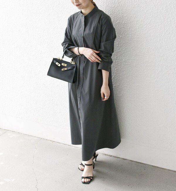 SHIPS any「SHIPS any:〈洗濯機可能〉タイプライター スタンドカラー シャツ ワンピース」|ワンピース|