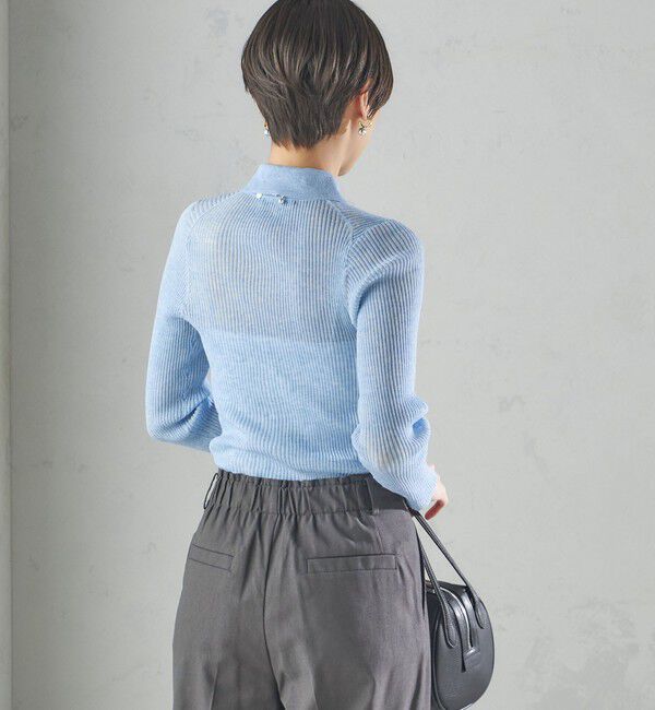 SHIPS for women「〈手洗い可能〉シアー リブ 長袖 ポロ ニット」|ニット・セーター|