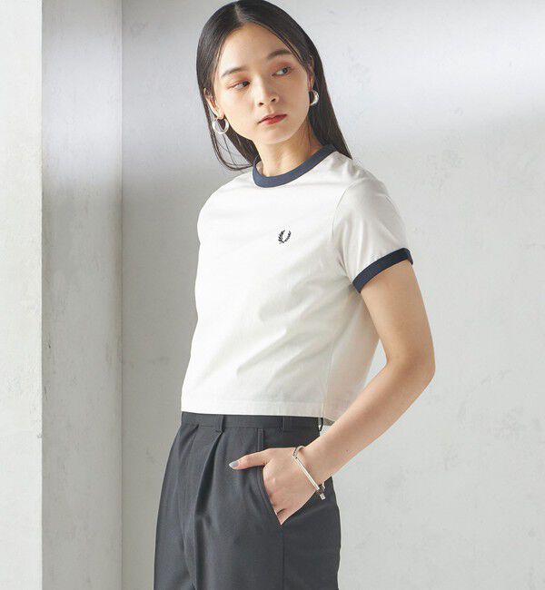 SHIPS for women「FRED PERRY:G9163 CROPPED RINGER TEE」|Tシャツ・カットソー|