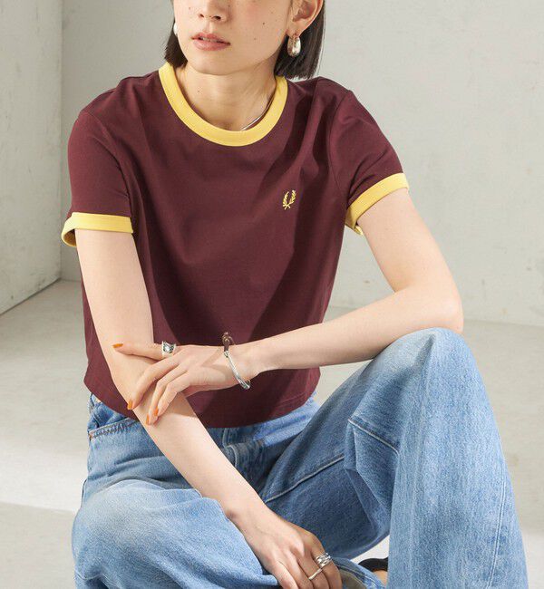 SHIPS for women「FRED PERRY:G9163 CROPPED RINGER TEE」|Tシャツ・カットソー|ワイン