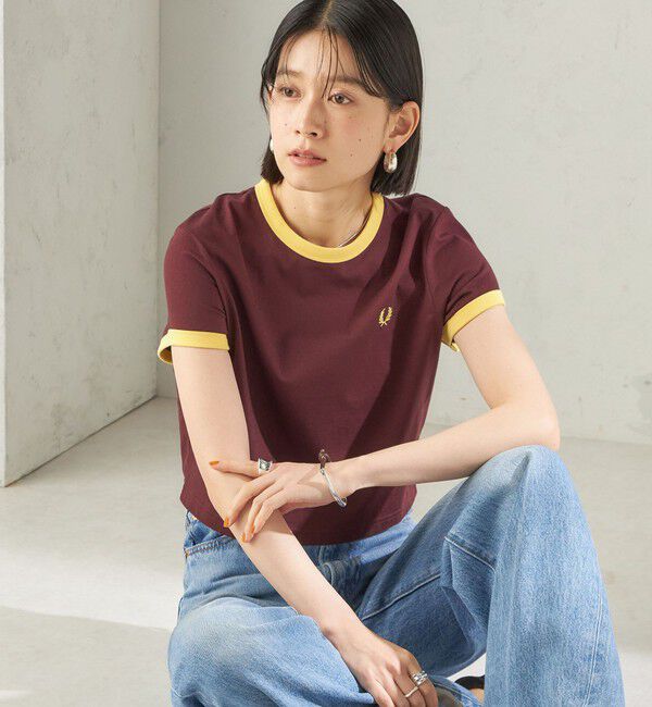 SHIPS for women「FRED PERRY:G9163 CROPPED RINGER TEE」|Tシャツ・カットソー|