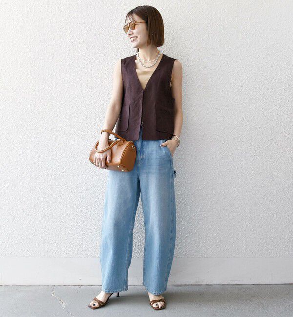 SHIPS any「SHIPS any:〈洗濯機可能〉ヨーロピアンフラックス リネン  Vネック コンパクト ベスト」|ベスト・ジレ|