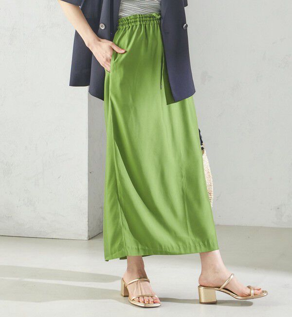 SHIPS for women「〈手洗い可能〉キュプラ混 ツイル ドロスト スカート」|スカート|グリーン