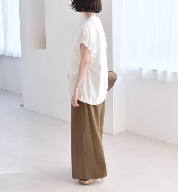 quaranciel「quaranciel:〈接触冷感/汗染み防止加工/洗濯機可能〉ドロスト ギャザー チュニック TEE」|Tシャツ・カットソー|