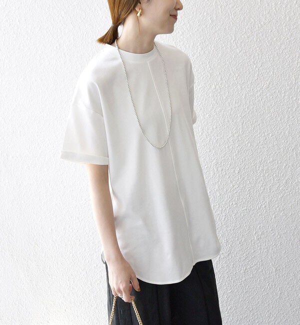 SHIPS any「SHIPS any:〈接触冷感/汗染み防止加工/洗濯機可能〉スリット ルーズ チュニック TEE」|Tシャツ・カットソー|