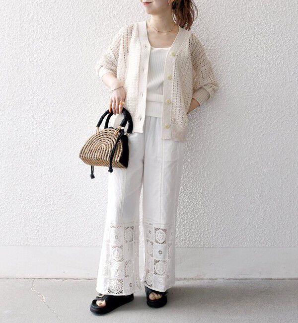 SHIPS any「《一部追加予約》SHIPS any:〈手洗い可能〉ギマ ワイド Vネック シアー カーディガン」|カーディガン|