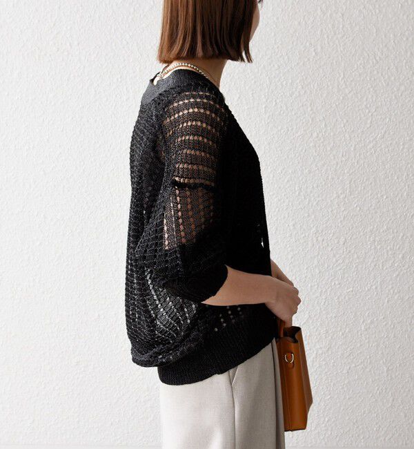 SHIPS any「《一部追加予約》SHIPS any:〈手洗い可能〉ギマ ワイド Vネック シアー カーディガン」|カーディガン|