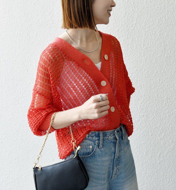 SHIPS any「《一部追加予約》SHIPS any:〈手洗い可能〉ギマ ワイド Vネック シアー カーディガン」|カーディガン|