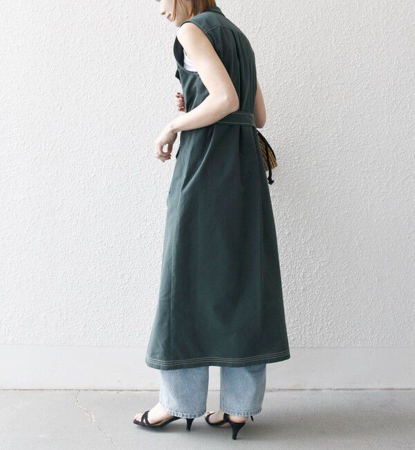 SHIPS any「SHIPS any:〈洗濯機可能〉オックス ステッチ ノースリーブ シャツ ワンピース」|ワンピース|