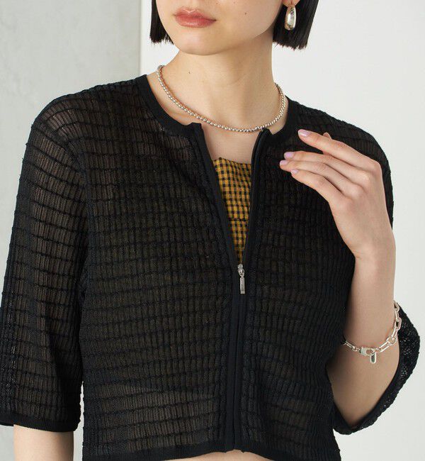 SHIPS for women「Wai＋:ジャカード シアー ジップ カーディガン」|カーディガン|