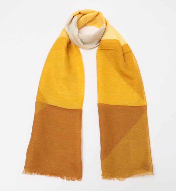 SHIPS「SHIPS: コットン/リネン パターン ストール」|ストール|イエロー